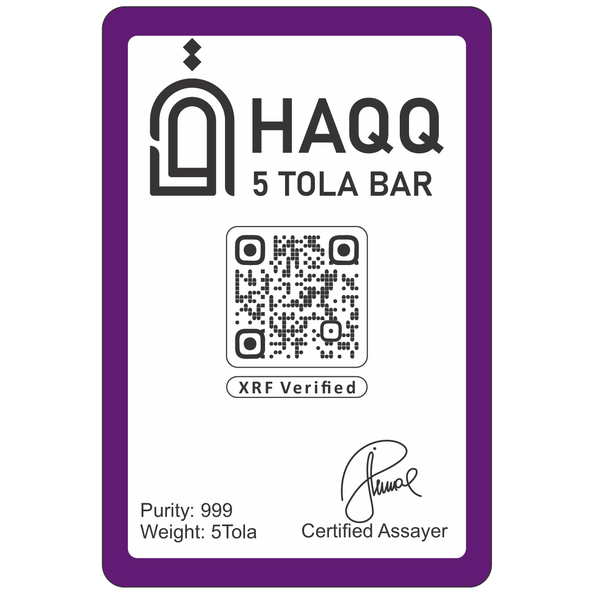 Premium Silver Bar 5 Tola Back View