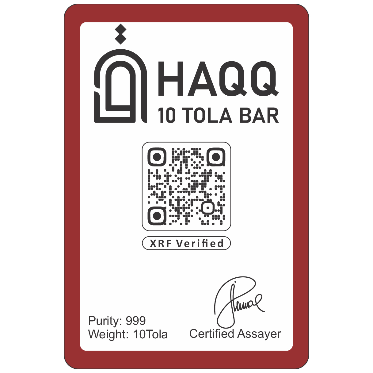 Premium Silver Bar 10 Tola Back View